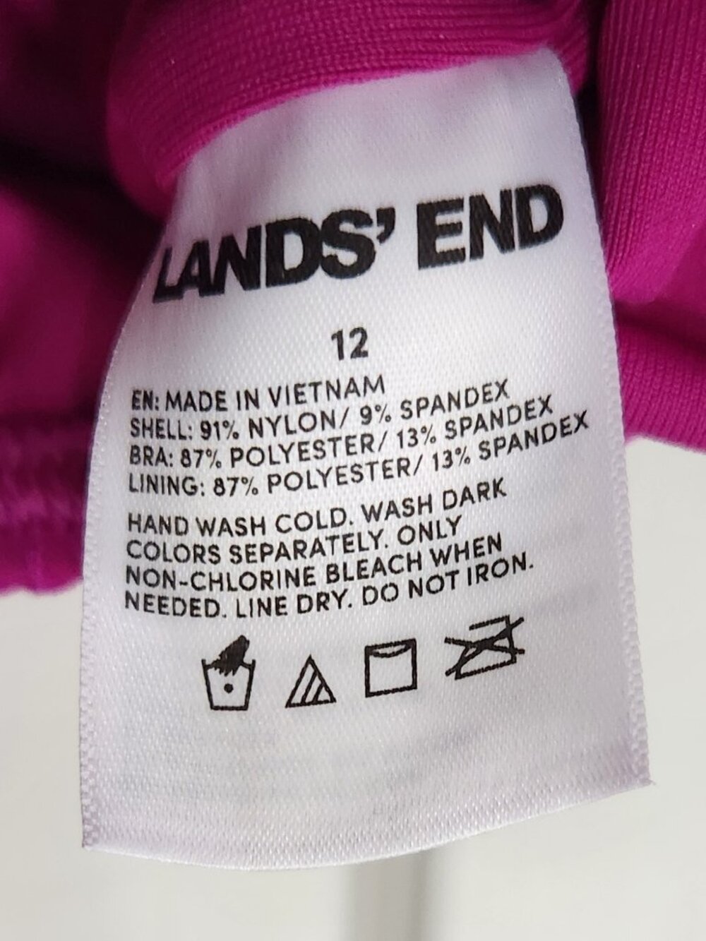 NWOT Fuchsia Lace Floral Lands' End One-Piece Swimsuit - Picture 2 of 3